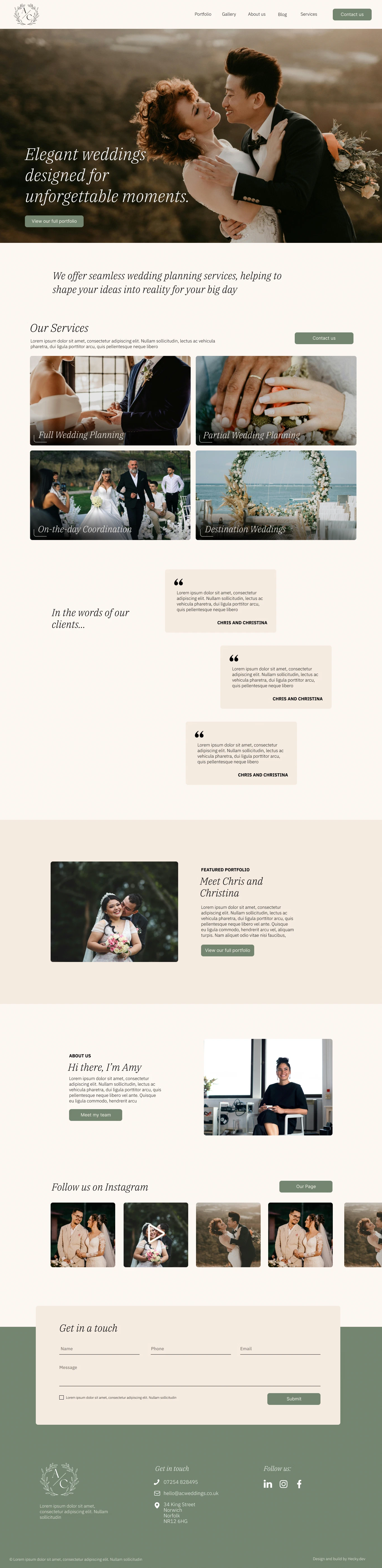 Full screenshot of A&C Wedding planning website